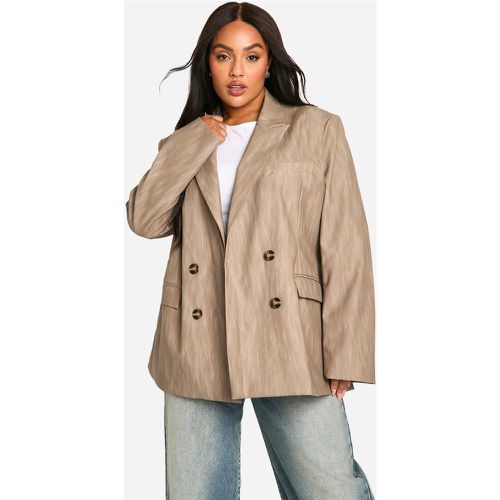 Americana Plus Oversize Premium Efecto Cuero Desteñida - boohoo - Modalova