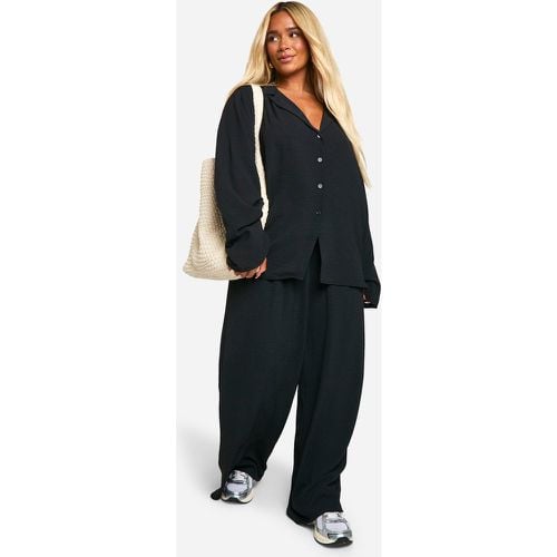 Camicia Plus Size oversize in tessuto & pantaloni coordinati con laccetti - boohoo - Modalova