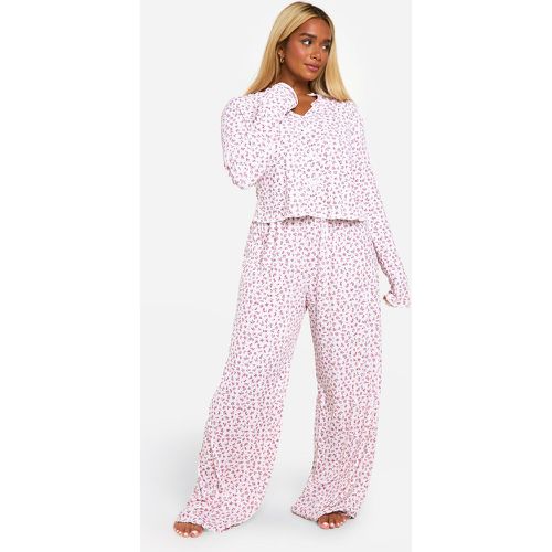 Pijama Plus De Pantalón Y Top Con Estampado De Florecillas - boohoo - Modalova