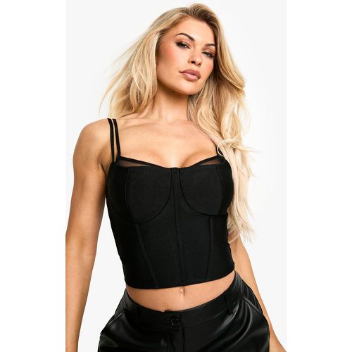 Top a corsetto fasciante con coppe e inserti in rete - boohoo - Modalova