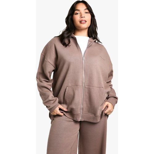 Felpa Plus Size oversize con ricamo Dsgn Studio, zip e cappuccio - boohoo - Modalova