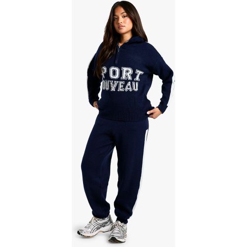 Conjunto Petite De Pantalón Deportivo Con Botamanga Y Jersey Oversize De Punto Deportivo Nouveau Con Cremallera En El Cuello - boohoo - Modalova