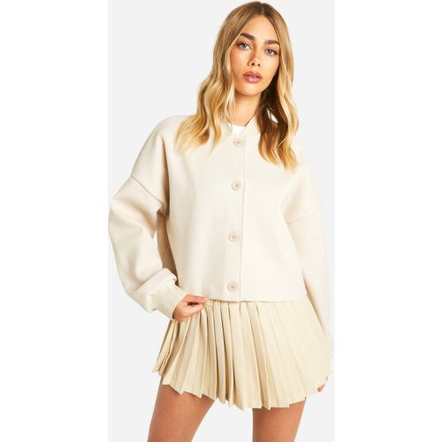 Chaqueta Bomber Efecto Lana, Beige - boohoo - Modalova