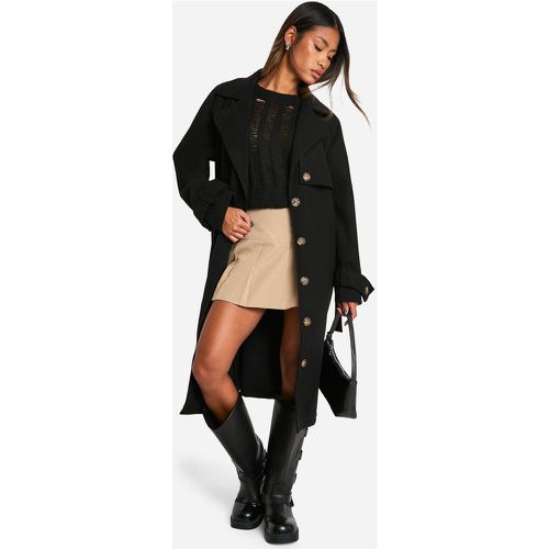 Cappotto effetto lana con cintura - boohoo - Modalova