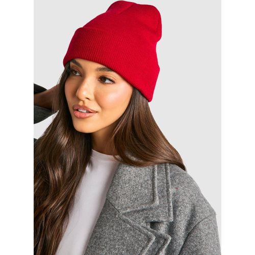 Berretto Beanie in maglia, Rosso - boohoo - Modalova