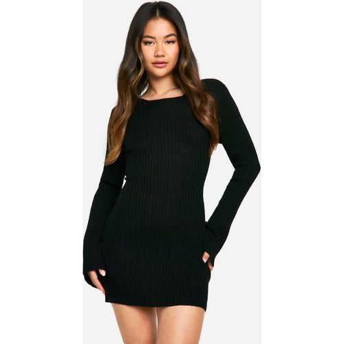 Vestido Mini De Punto Canalé Con Mangas Acampanadas - boohoo - Modalova