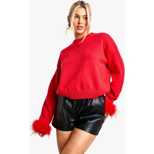 Jersey Crop De Punto Con Plumas En Los Puños - boohoo - Modalova