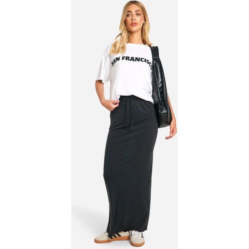 Falda Maxi De Tela Jersey Aterciopelada Con Cintura Recogida - boohoo - Modalova