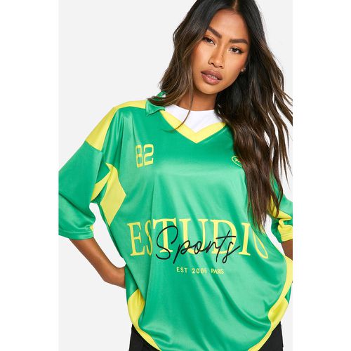 Top De Fútbol Con Cuello De Pico Y Colores En Bloque Con Eslogan Studio - boohoo - Modalova