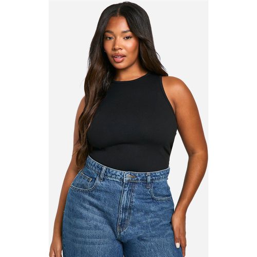 Body Plus Size in cotone con scollo a vogatore - boohoo - Modalova