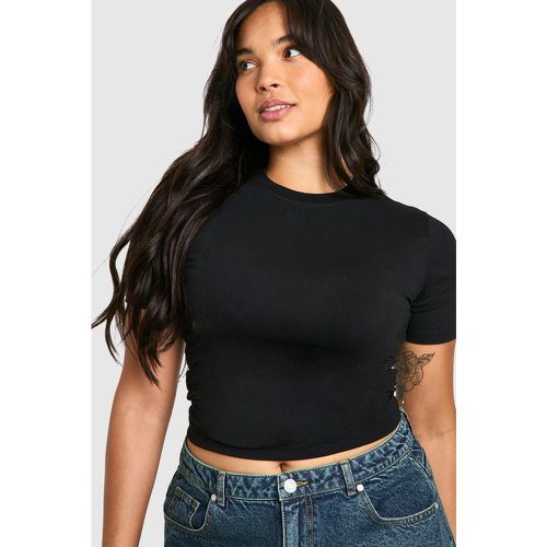 Camiseta Plus De Algodón Ajustada Con Cuello De Caja - boohoo - Modalova