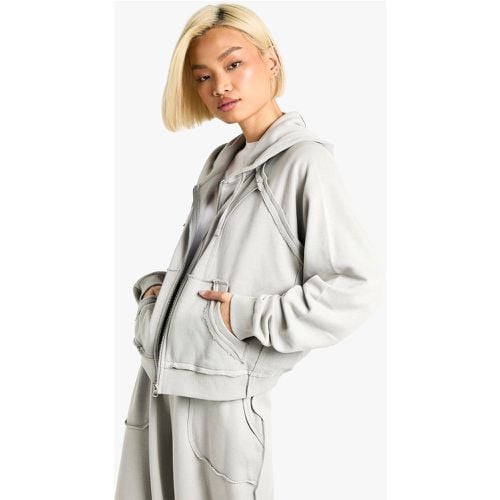 FELPA OVERSIZE OIL WASH DECONSTRUCTED CON CAPPUCCIO - boohoo - Modalova