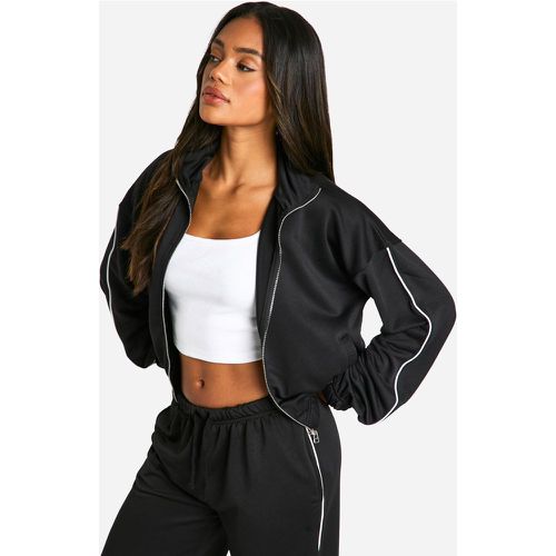 Chaqueta Deportiva De Tejido Por Urdimbre Con Ribete Y Cremallera - boohoo - Modalova