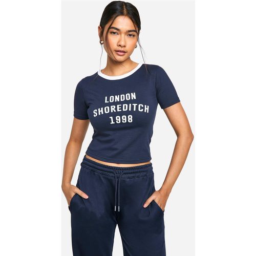 T-shirt da neonato con slogan London Shoreditch - boohoo - Modalova