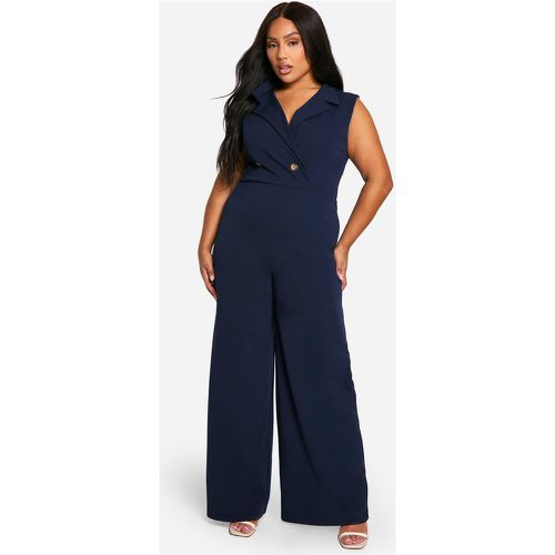 Tuta intera a gamba ampia Plus Size con soprabito a incrocio - boohoo - Modalova