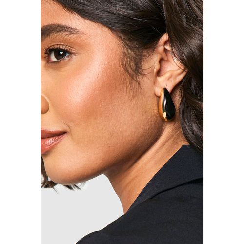 Pendientes Oversize Negros Con Lágrima En Contraste - boohoo - Modalova