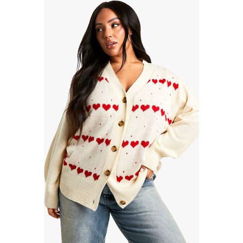 Cardigan Plus Size natalizio con cuori - boohoo - Modalova