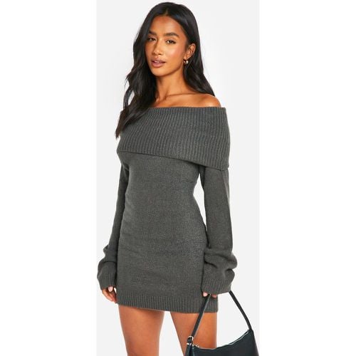 Vestido Jersey Petite Mini De Canalé Con Escote Bardot - boohoo - Modalova