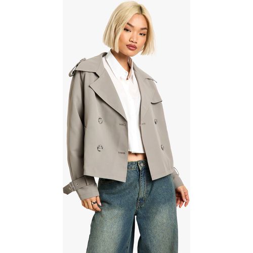 Gabardina Oversize Corta Con Botonadura Doble - boohoo - Modalova