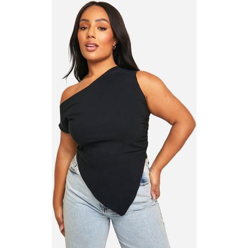 Top Plus Size asimmetrico in bengalina con fondo a corsetto - boohoo - Modalova