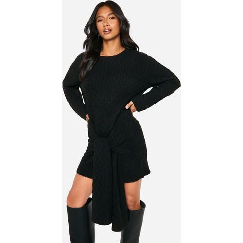 Vestido Petite Mini Oversize De Punto En Ochos Suave Con Atadura - boohoo - Modalova