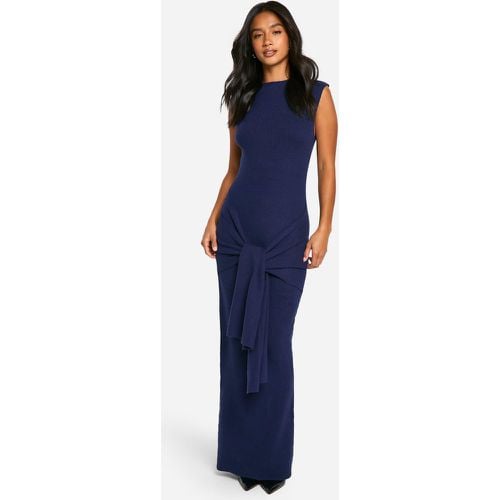 Vestido Petite Maxi De Punto Y Canalé Premium Con Atadura En La Cintura - boohoo - Modalova