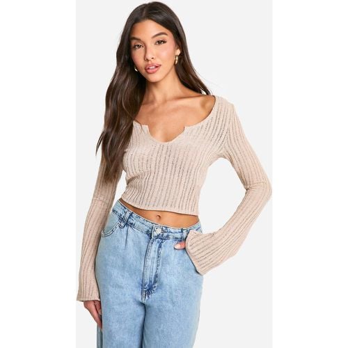 Top con trama e intaglio frontale - boohoo - Modalova