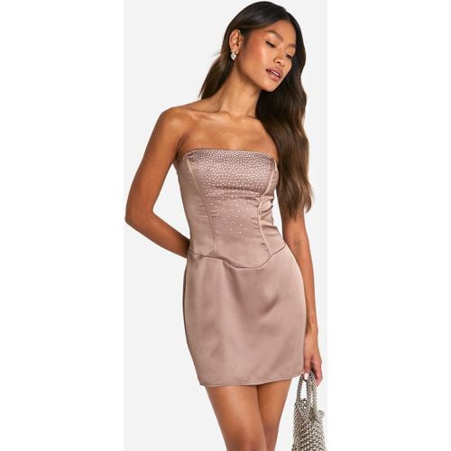 Vestido Mini De Raso Estilo Corsé Con Incrustaciones - boohoo - Modalova