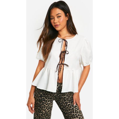 Top De Leopardo Con Atadura Y Lazo En Contraste - boohoo - Modalova