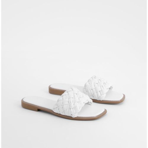 Woven Front Sandals, Blanco - boohoo - Modalova