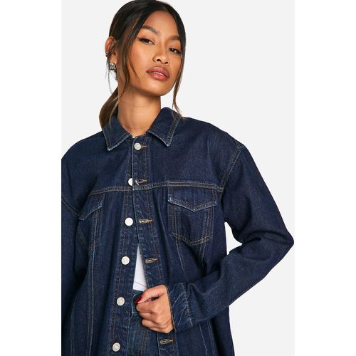 Giacca oversize in denim indaco grezzo con cuciture a contrasto - boohoo - Modalova