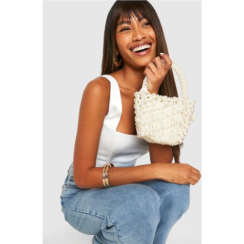 Pochette con perle multiple, Bianco - boohoo - Modalova