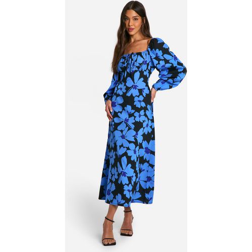 Vestito longuette a fiori con maniche a sbuffo - boohoo - Modalova