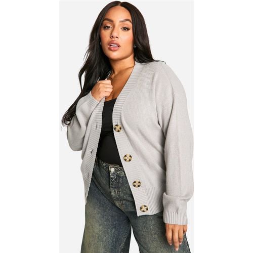 Cardigan Plus Size oversize extra comodo in maglia a coste - boohoo - Modalova