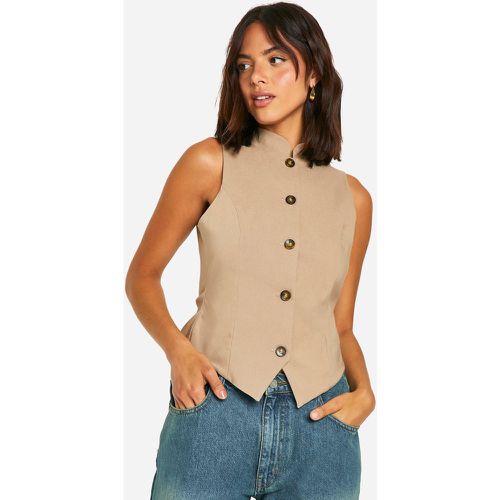 Chaleco Súper Elástico Con Cuello Alto Y Botones De Imitación De Cuerno - boohoo - Modalova