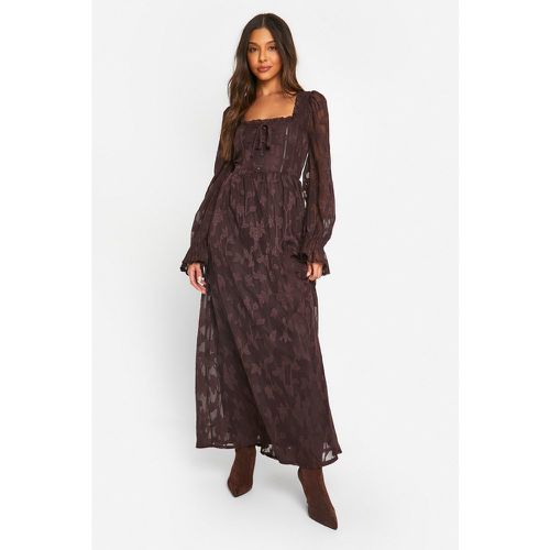 Vestito maxi stile Milkmaid con trama e maniche a sbuffo - boohoo - Modalova