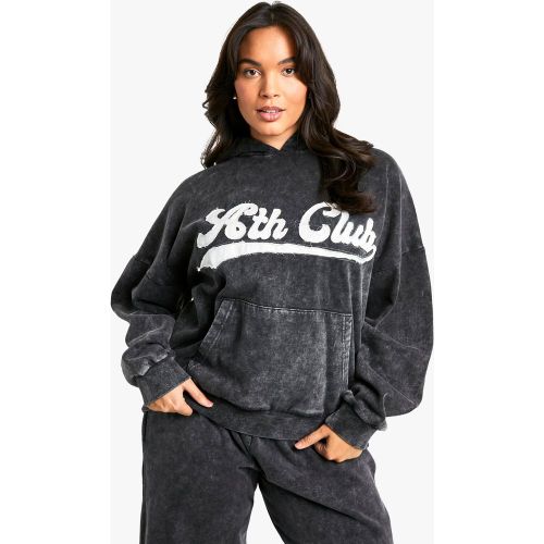 Felpa Plus Size oversize in lavaggio acido con slogan Ath Club, applique - boohoo - Modalova