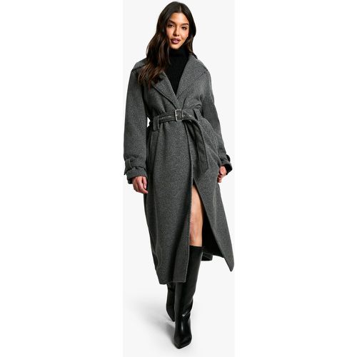 Cappotto maxi effetto lana con cintura - boohoo - Modalova