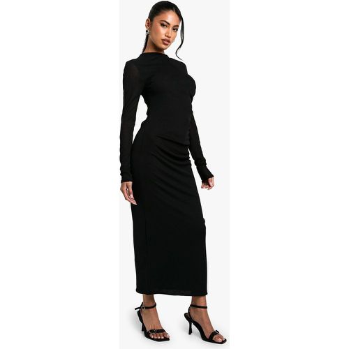 Vestito maxi a maniche lunghe semi-trasparente con ruches - boohoo - Modalova