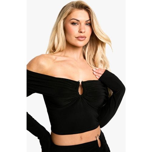 Top seducente con scollo Bardot e scollo a V - boohoo - Modalova