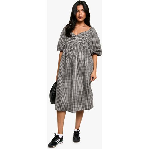 Vestido Holgado Premamá De Tela Con Estampado De Cuadros Y Mangas Abullonadas - boohoo - Modalova