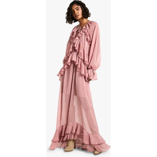 Vestito maxi Tall in chiffon con dettagli arricciati - boohoo - Modalova