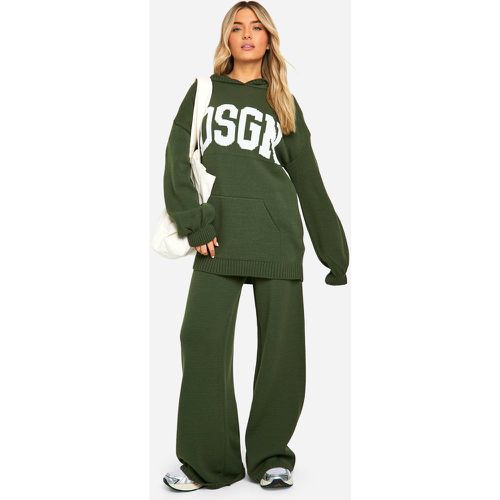 Set felpa oversize DSGN con cappuccio & pantaloni a gamba ampia - boohoo - Modalova