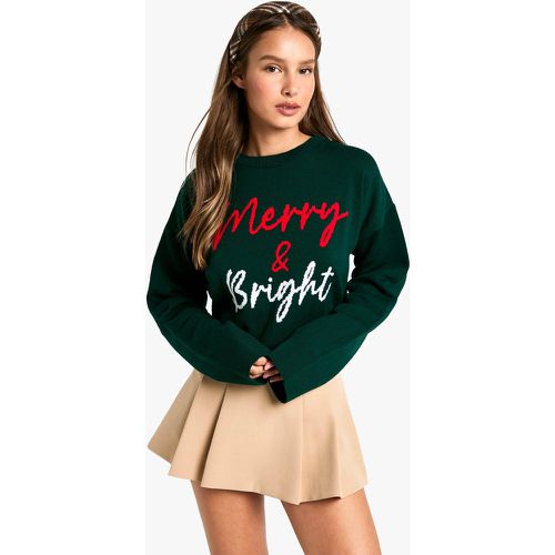 Jersey Navideño Crop Con Estampado Merry & Bright - boohoo - Modalova