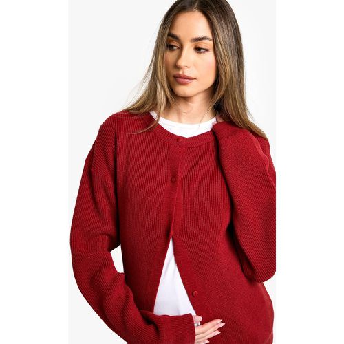 Cardigan Premaman a girocollo in maglia fine - boohoo - Modalova