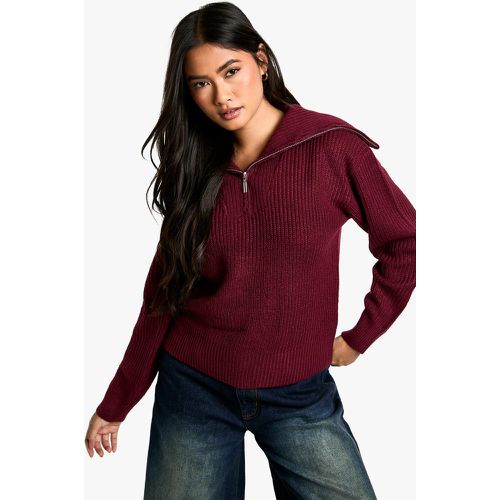 Maglione bordeaux con zip sul colletto - boohoo - Modalova