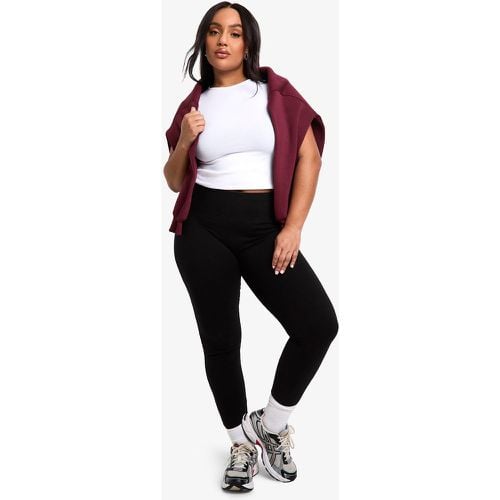 LEGGING PLUS BASIC A VITA ALTA PROFONDA CON FASCIA IN VITA - boohoo - Modalova