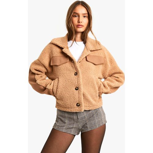 Chaqueta Efecto Lana Con Detalle De Borreguito Sintético - boohoo - Modalova