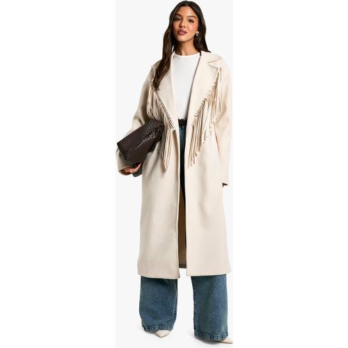 Cappotto maxi effetto lana con frange - boohoo - Modalova