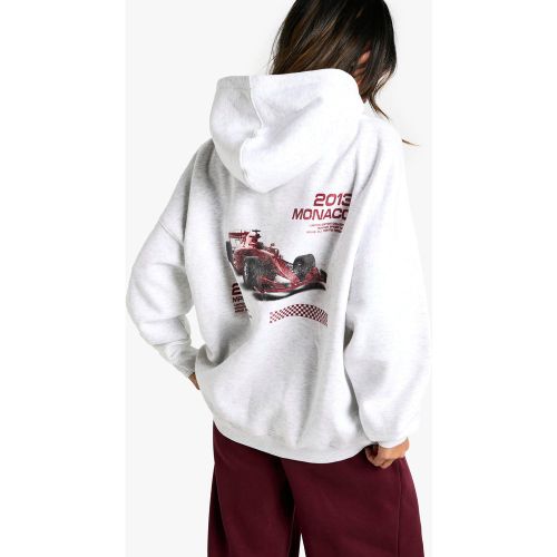 Sudadera Oversize Con Capucha Y Estampado De Coche De Carreras - boohoo - Modalova